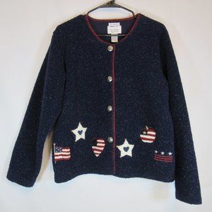 Christopher & Banks Blue American Americana Embroidered Red White Stars …